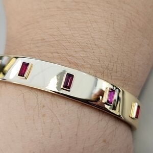 NWT Ralph Lauren Gold-Tone Pink Stone Bangle Bracelet